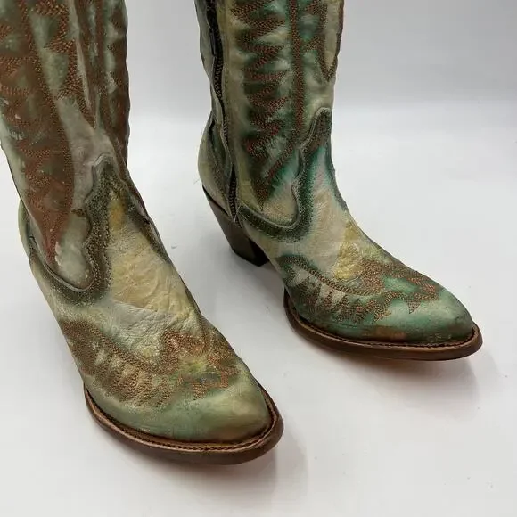 Stylish Turquoise and Brown Ankle Boots - Picture 8 of 10